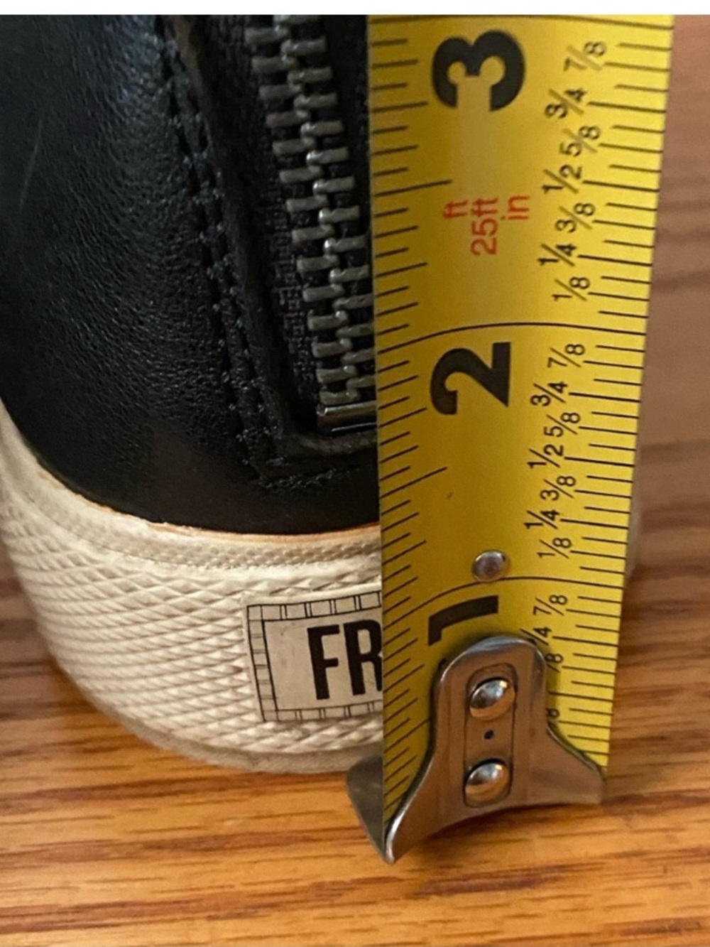 Frye Black Leather High-Top Sneakers with Cream Rubber Sole - Picture 9 of 12
